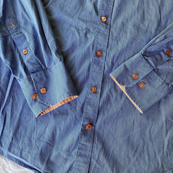 Atlas Design Shirt Sz 40 15 3/4 Dress Tailored Fit Orange Blue Career Work Mens - Picture 2 of 9